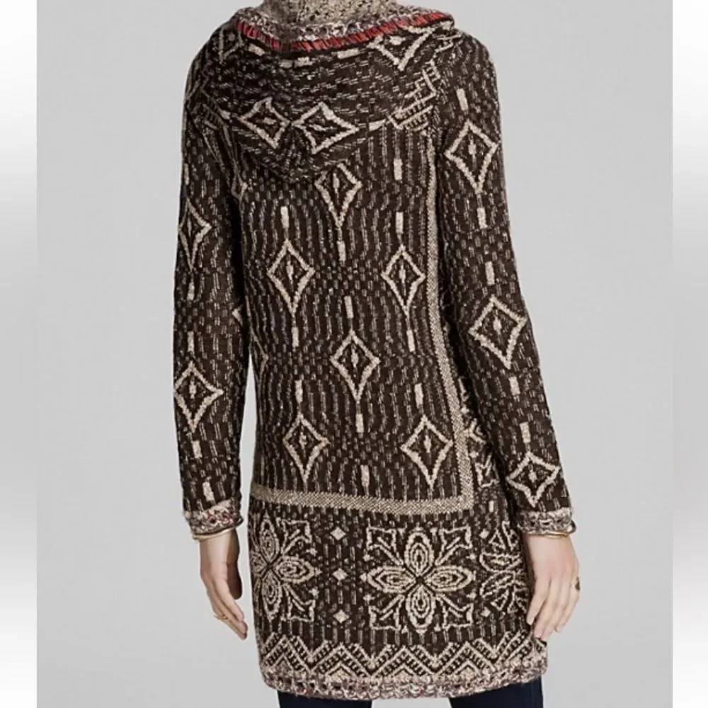 Free People Kai Tassel Hooded Bohemian Cardigan M
